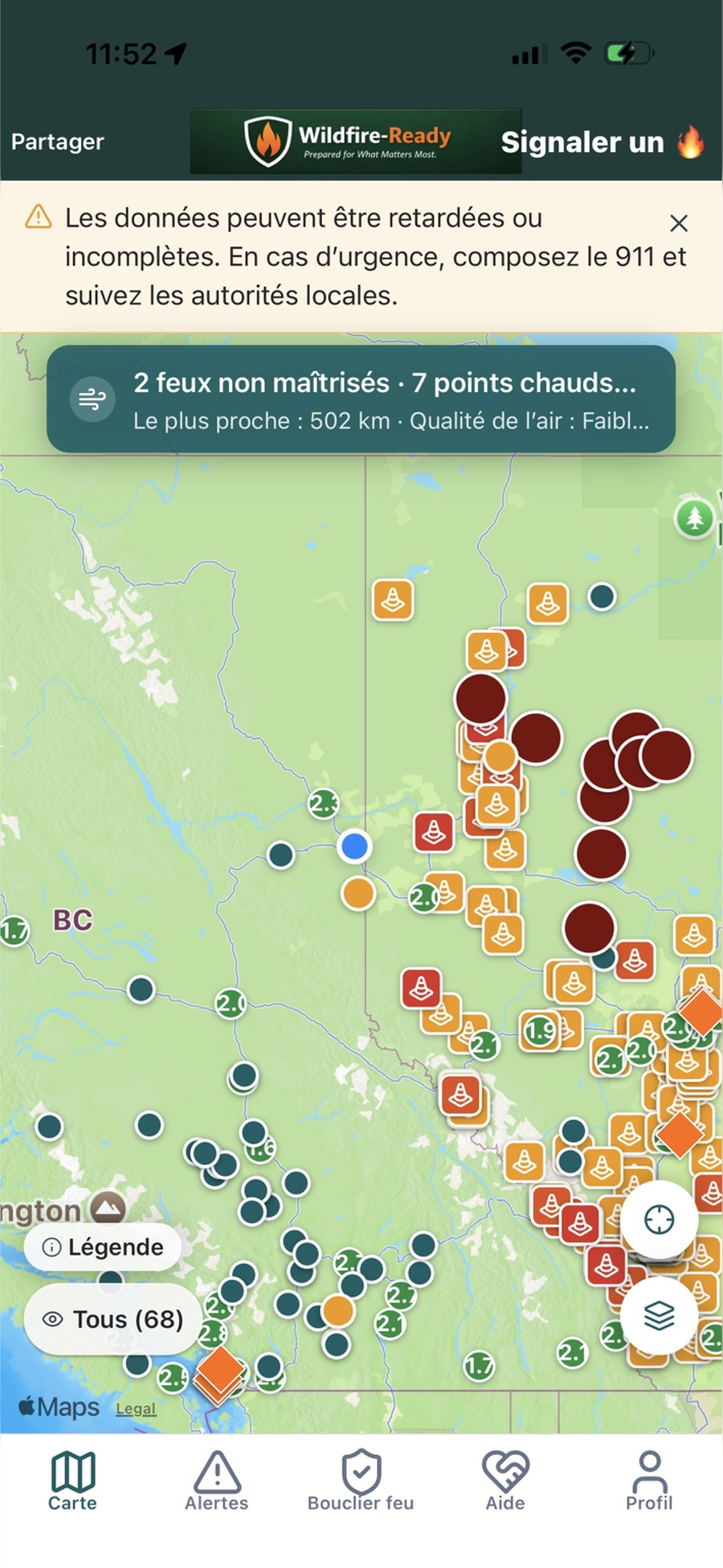 Carte des feux en direct pour la C.-B. et l’Alberta dans WildFire-Ready